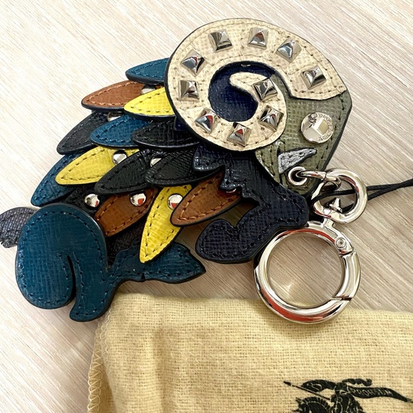 Burberry Studded Leather Bull Key Chain Charm - Picture 2 of 4